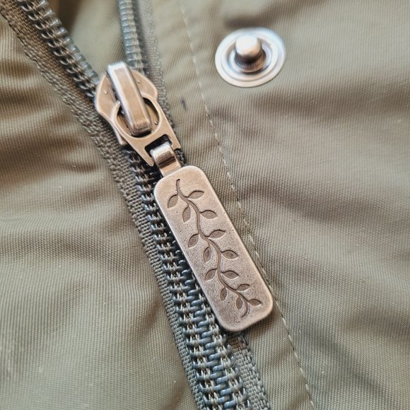 Columbia Army Green Down Feather Winter Removable Hood Puffer Jacket Sz. M - Picture 10 of 11